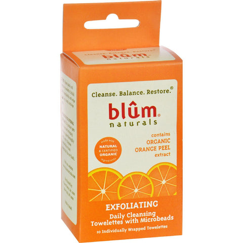 Blum Naturals Exfoliating Daily Cleansing Towelettes With Microbeads - 10 Towelettes