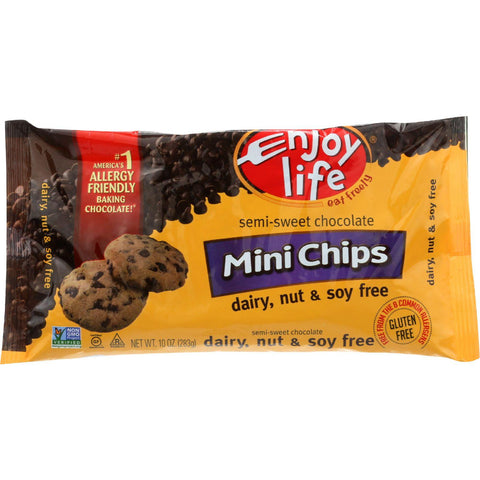 Enjoy Life Baking Chocolate - Mini Chips - Semi-sweet - Gluten Free - 10 Oz - Case Of 12