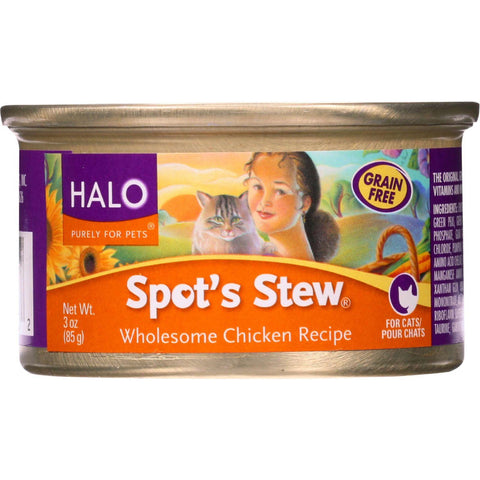 Halo Purely For Pets Cat Food - Spots Stew - Wholesome Chicken - 3 Oz - Case Of 12