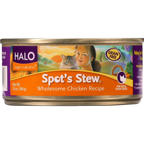 Halo Purely For Pets Cat Food - Spots Stew - Wholesome Chicken - 5.5 Oz - Case Of 12