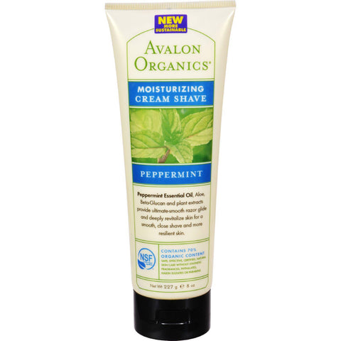 Avalon Organics Moisturizing Cream Shave Peppermint - 8 Fl Oz