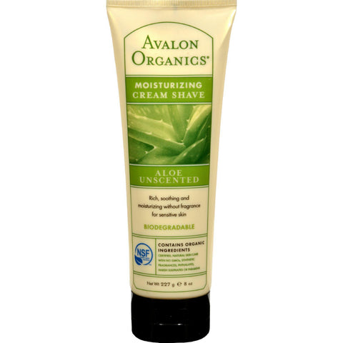 Avalon Organics Moisturizing Cream Shave Aloe Unscented - 8 Fl Oz