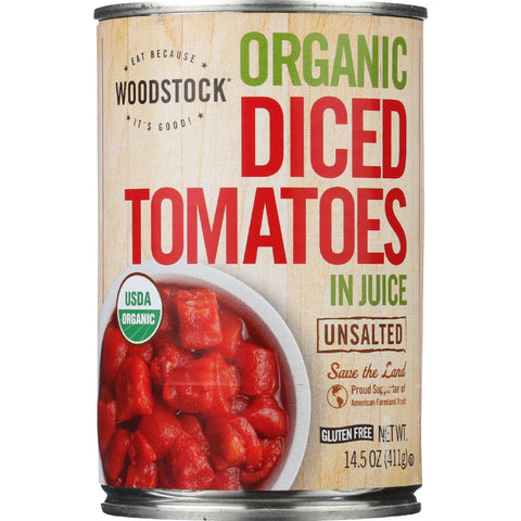 Woodstock Tomatoes - Organic - Diced - Unsalted - 14.5 Oz - Case Of 12