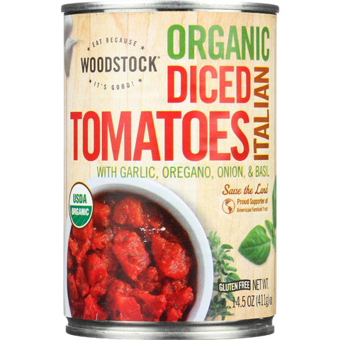 Woodstock Tomatoes - Organic - Diced - Italian Herbs - 14.5 Oz - Case Of 12