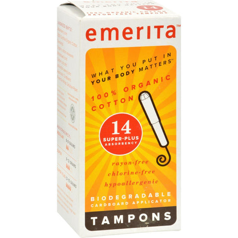 Emerita Organic Cotton Tampons Super Plus - 14 Tampons