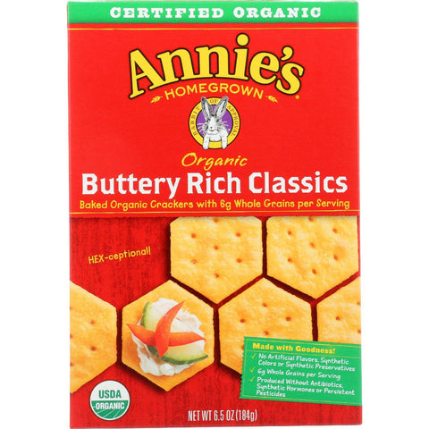 Annies Homegrown Crackers - Organic - Buttery Rich Classic - 6.5 Oz - Case Of 12