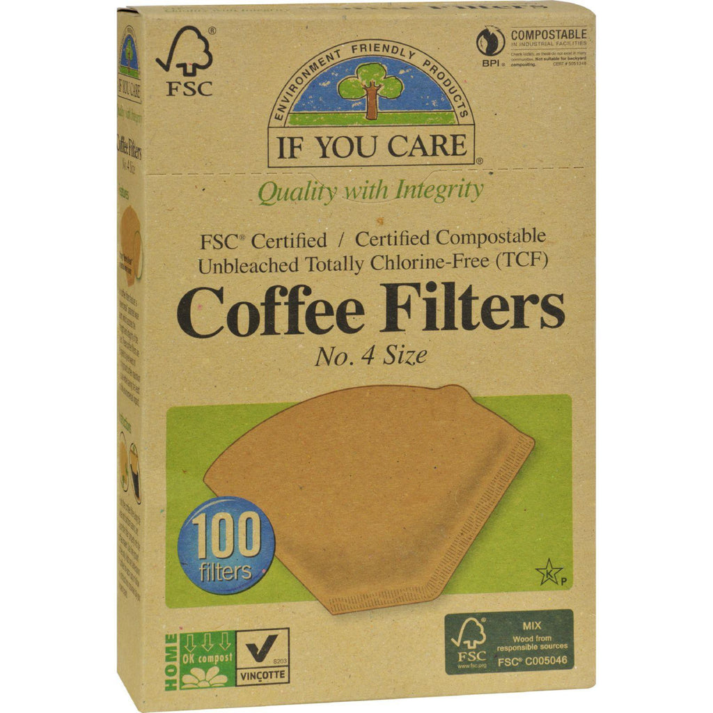 If You Care #4 Cone Coffee Filters - Brown - Case Of 12 - 100 Count