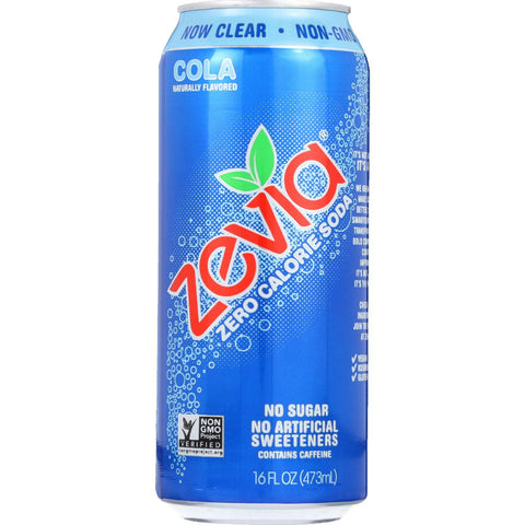Zevia Soda - Zero Calorie - Cola - Tall Girls Can - 16 Oz - Case Of 12