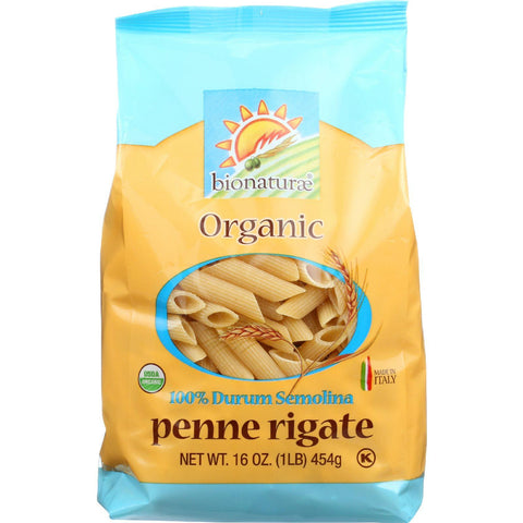 Bionaturae Pasta - Organic - 100 Percent Durum Semolina - Penne Rigate - 16 Oz - Case Of 12