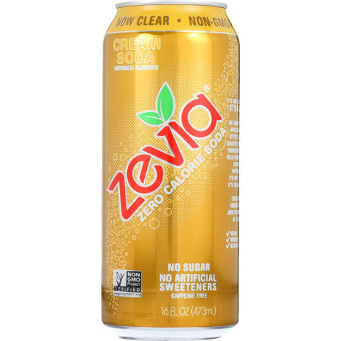 Zevia Soda - Zero Calorie - Cream Soda - Tall Girls Can - 16 Oz - Case Of 12