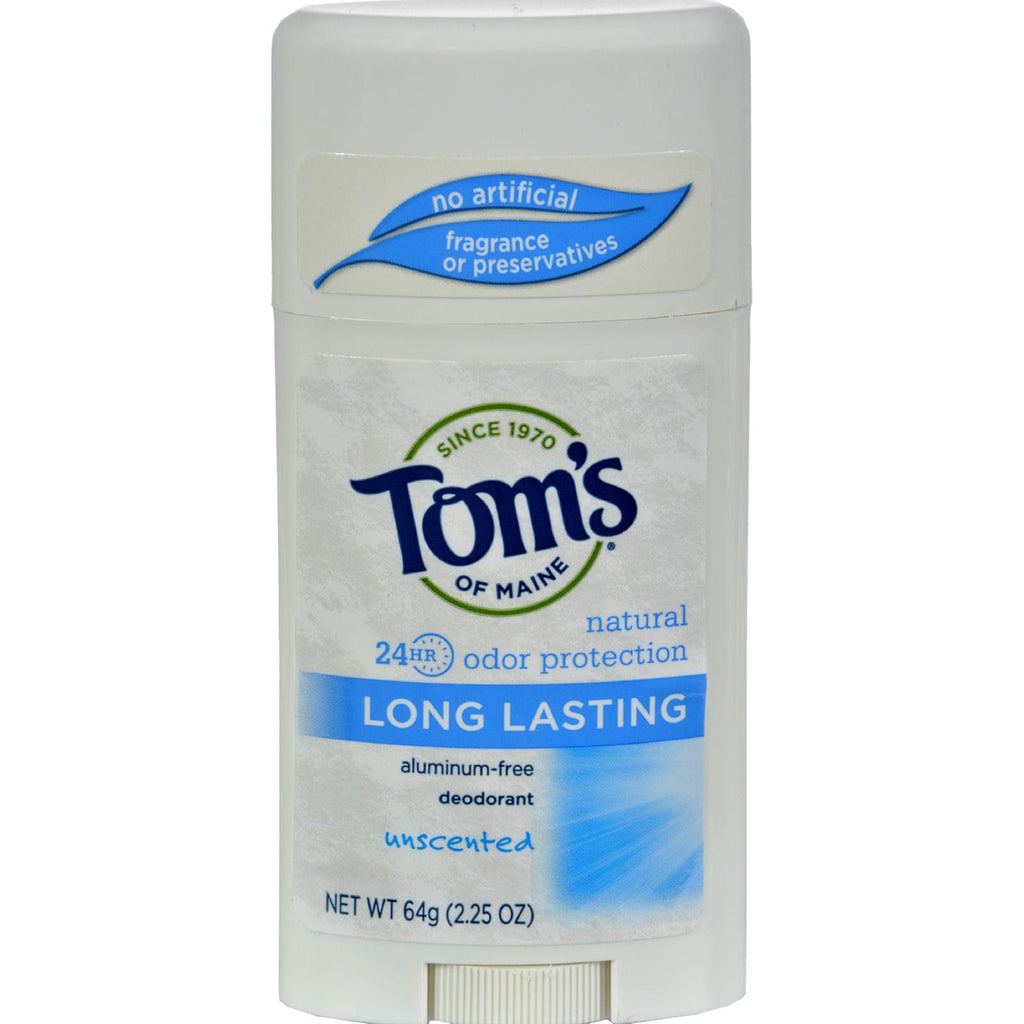 Tom's Of Maine Natural Long-lasting Deodorant Stick Unscented - 2.25 Oz Each - Case Of 6