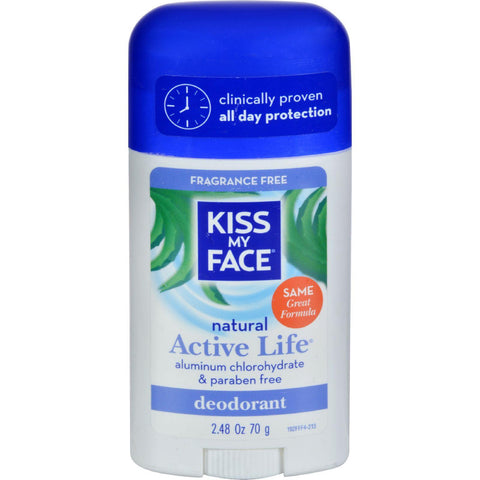 Kiss My Face Deodorant Natural Active Life Fragrance Free Natural Active Life Aluminum Free - 2.48 Oz