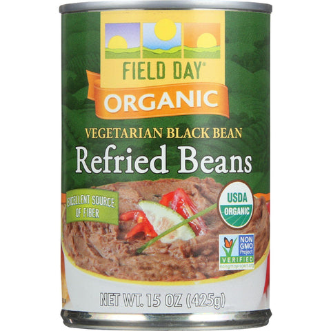 Field Day Beans - Organic - Vegetarian - Refried - Black - 15 Oz - Case Of 12