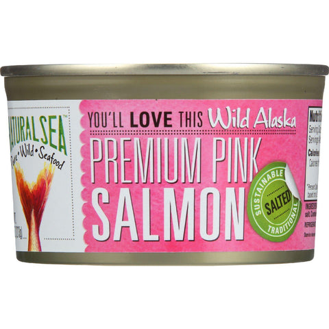 Natural Sea Salmon - Premium Pink - Wild Alaska - Salted - 7.5 Oz - Case Of 12