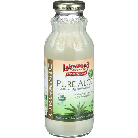Lakewood Organic Aloe Juice - Pure - Fresh Pressed - Inner Fillet - With Lemon - 12.5 Oz