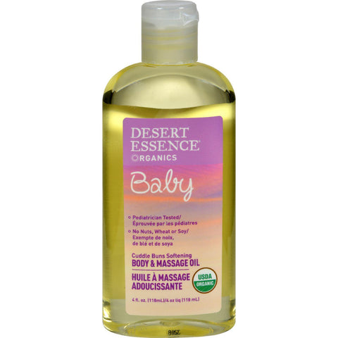 Desert Essence Baby Body And Massage Oil Cuddle Buns Softening Fragrance Free - 4 Fl Oz