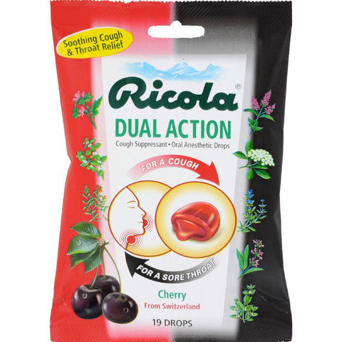 Ricola Dual Action Cough Drops - Cherry - Case Of 12 - 19 Pack