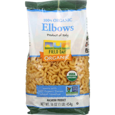 Field Day Pasta - Organic - Traditional - Elbows - 16 Oz - Case Of 12