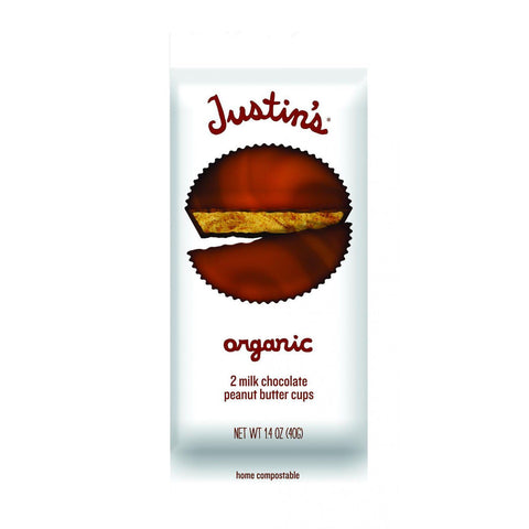 Justin's Nut Butter Organic Peanut Butter Cups - Milk Chocolate - 1.4 Oz - Case Of 12