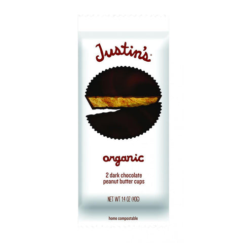 Justin's Nut Butter Organic Peanut Butter Cups - Dark Chocolate - 1.4 Oz - Case Of 12