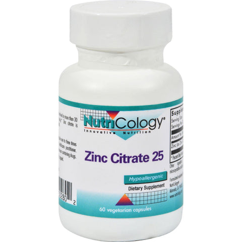 Nutricology Zinc Citrate25 - 25 - 60 Capsules