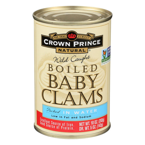 Crown Prince Clams - Boiled Baby Clams In Water - Case Of 12 - 10 Oz.