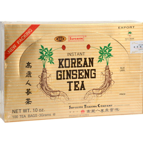 Superior Instant Korean Ginseng Tea - 100 Tea Bags
