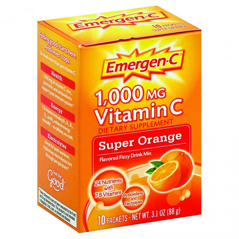 Emergen-c Original Formula - 1000 Mg Vitamin C - Super Orange - 10 Packets