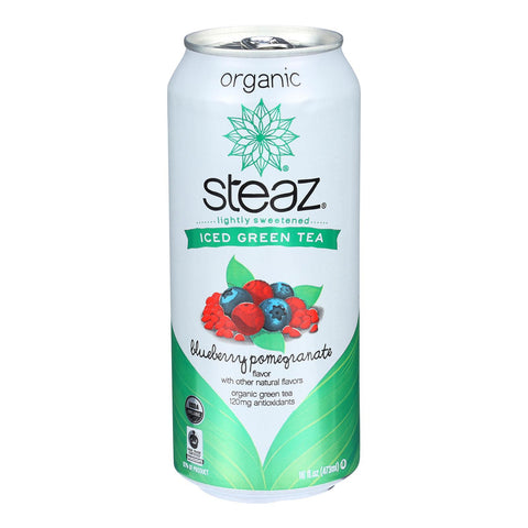 Steaz Lightly Sweetened Green Tea - Blueberry Pomegranate - Case Of 12 - 16 Fl Oz.