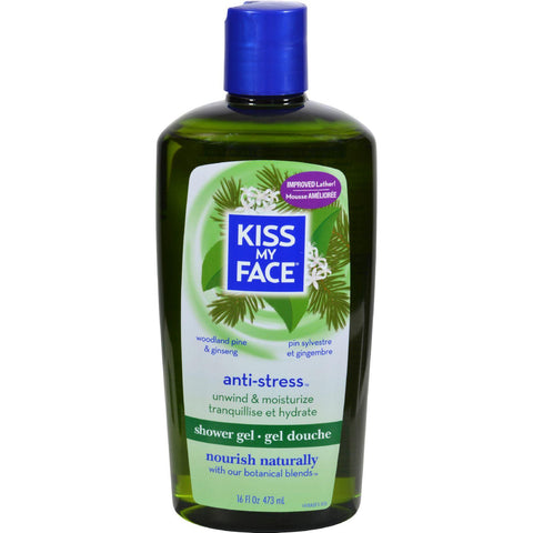 Kiss My Face Bath And Shower Gel Anti-stress Woodland Pine And Ginseng - 16 Fl Oz