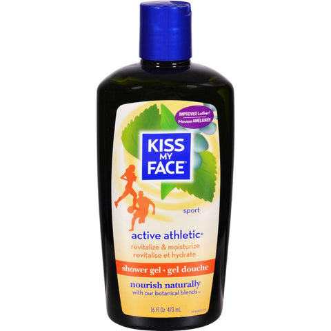 Kiss My Face Bath And Shower Gel Active Athletic Birch And Eucalyptus - 16 Fl Oz