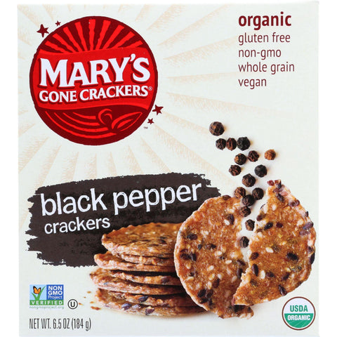 Marys Gone Crackers Crackers - Organic - Black Pepper - Wheat Free - Gluten Free - 6.5 Oz - Case Of 12
