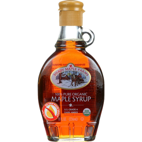 Shady Maple Farms Maple Syrup - Organic - Grade A - Dark - 8.0 Oz - Case Of 12
