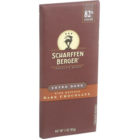 Scharffen Berger Chocolate Bar - Dark Chocolate - 82 Percent Cacao - Extra Dark - 3 Oz Bars - Case Of 12