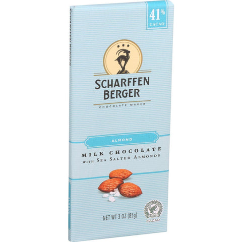 Scharffen Berger Chocolate Bar - Milk Chocolate - Almond - 3 Oz Bars - Case Of 12
