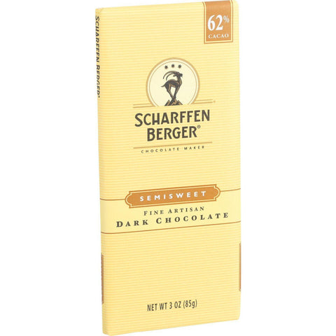 Scharffen Berger Chocolate Bar - Dark Chocolate - 62 Percent Cacao - Semisweet - Fine Artisan - 3 Oz Bars - Case Of 12