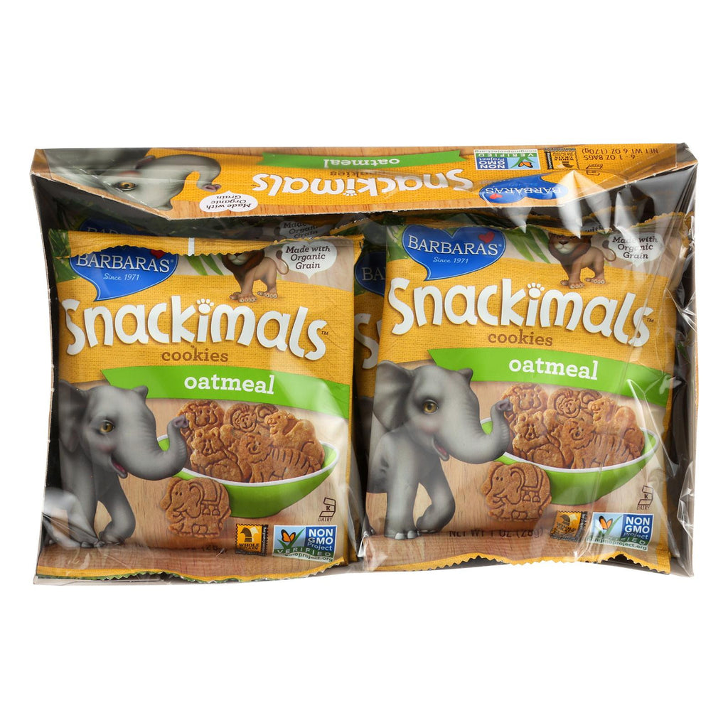 Barbara's Bakery Snackimals Cookies - Oatmeal - Case Of 6 - 1 Oz.