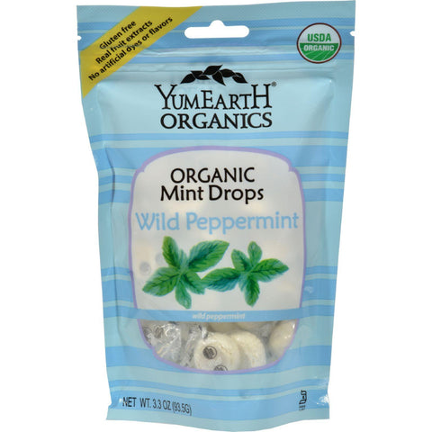 Yummy Earth Organic Candy Drops Wild Peppermint - 3.3 Oz - Case Of 6