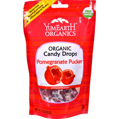Yummy Earth Organic Candy Drops Pomegranate Pucker - 3.3 Oz - Case Of 6