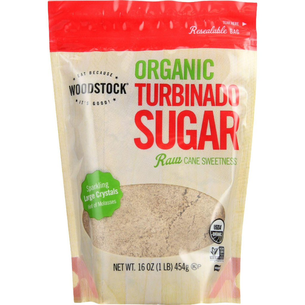 Woodstock Sugar - Organic - Turbinado - 16 Oz - Case Of 12