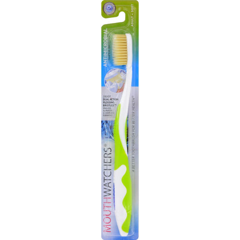 Mouth Watchers Antibacterial Adult Toothbrush Display Case - Green - Case Of 20