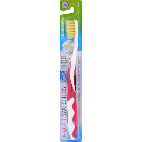 Mouth Watchers Antibacterial Adult Toothbrush Display Case - Red - Case Of 20