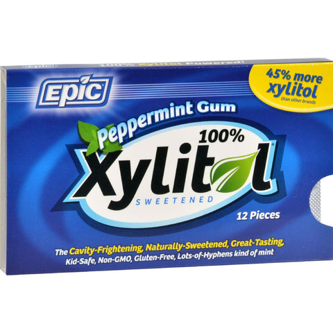 Epic Dental Peppermint Gum - Xylitol Sweetened - Case Of 12 - 12 Pack
