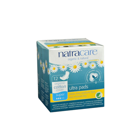 Natracare Natural Ultra Pads W-wings Super W-organic Cotton Cover  - 12 Pack