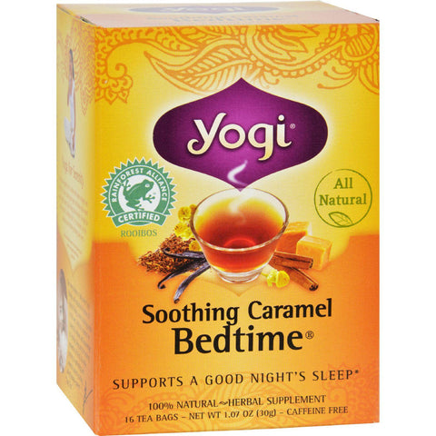 Yogi Bedtime Herbal Tea Caffeine Free Soothing Caramel - 16 Tea Bags - Case Of 6