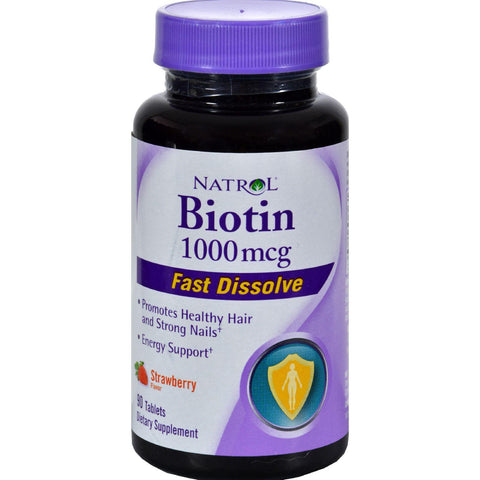 Natrol Biotin - Fast Dissolve - Strawberry - 1000 Mcg - 90 Tablets