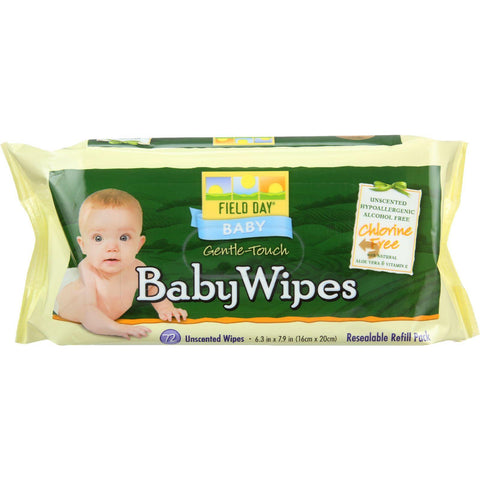 Field Day Baby Wipes - Refill For Tub - 72 Count - Case Of 12