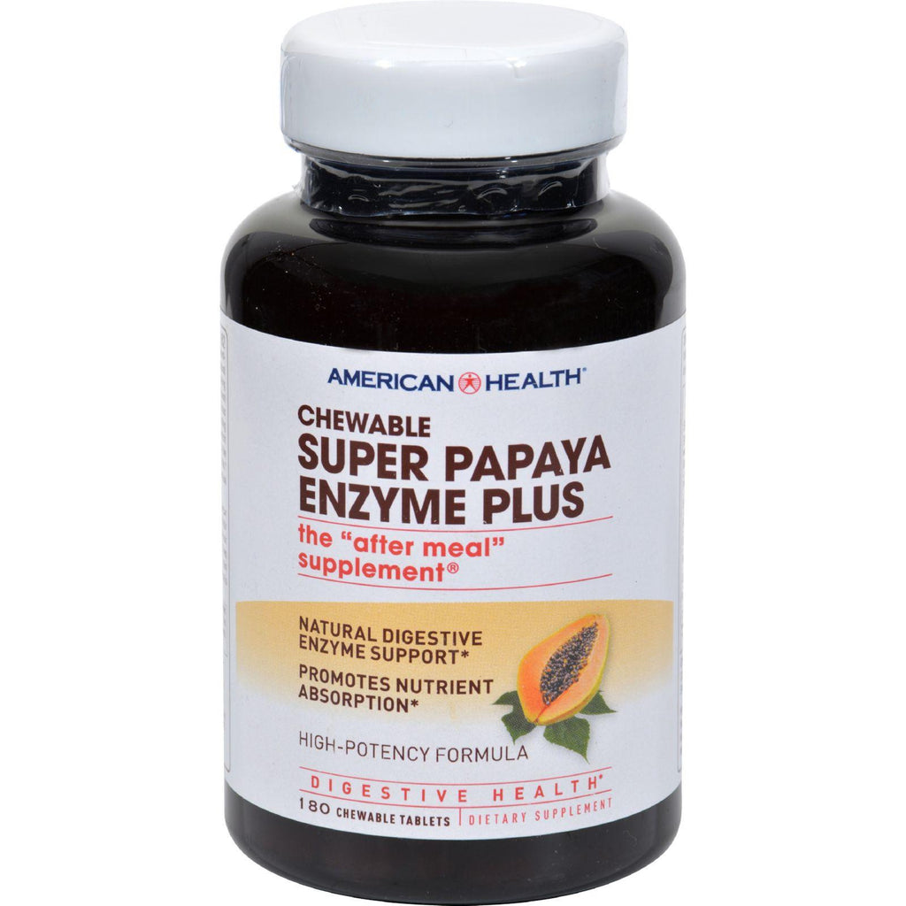 American Health Super Papaya Enzyme Plus Chewable - 180 Chewable Tablets