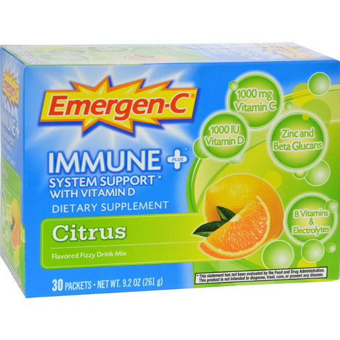 Alacer Emergen-c Immune Plus System Support With Vitamin D Citrus - 30 Packets