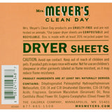 Mrs. Meyer's Dryer Sheets - Geranium - Case Of 12 - 80 Sheets